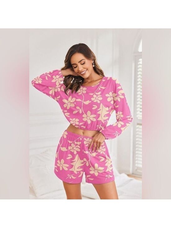 Ekouaer Tops - Ekouaer Ribbed Lounge Set for Women 2 Piece Crop Top and Shorts Matching Outfit